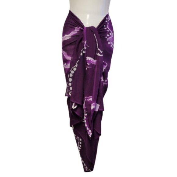 Womens Sarong Cotton Wrap, Handpainted Batik Wrapskirt Beach Pareo Beachwear-NEW - Picture 5 of 7